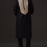 Black Chanderi Silk Resham Embroidered Kurta Set