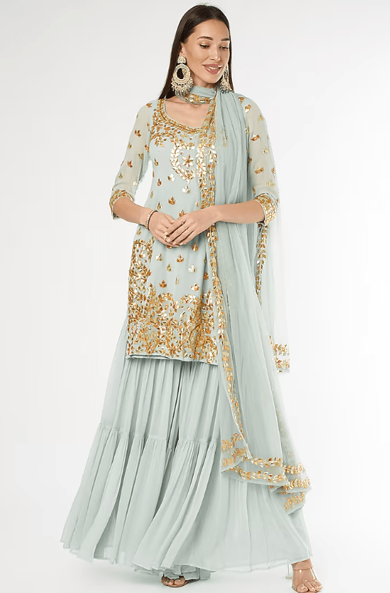 Ice Blue Georgette Sharara Set