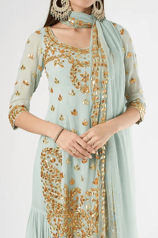 Ice Blue Georgette Sharara Set - Image 4