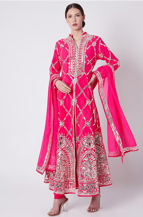 Fuchsia Pink Embroidered Sherwani Set