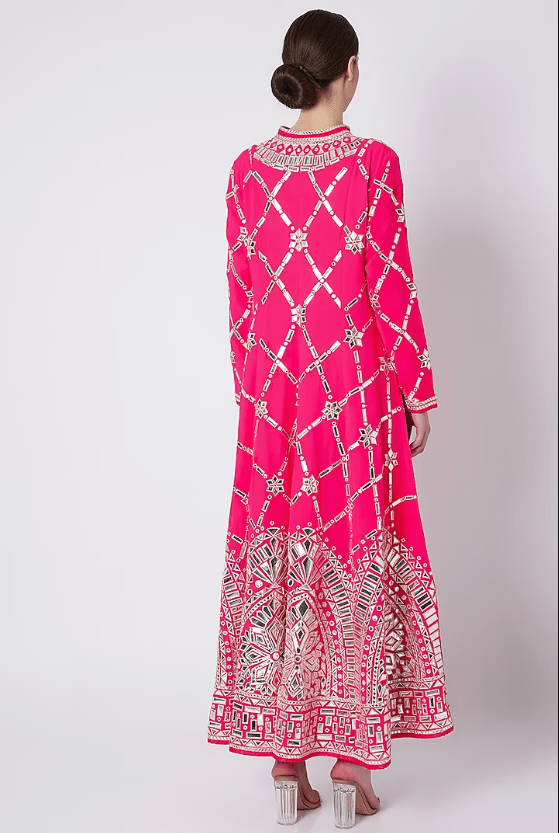 Fuchsia Pink Embroidered Sherwani Set - Image 2