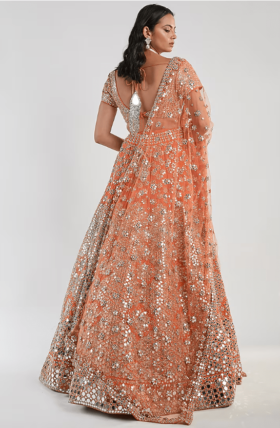 Orange Hand Embroidered Lehenga Set - Image 2
