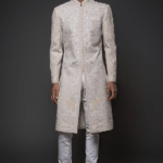 Ivory Matka Silk Resham & Thread Hand Embroidered Sherwani