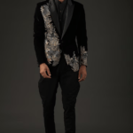 Black Embroidered Tuxedo Jacket