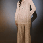 Dusty Pink Georgette Floral Embroidered Co-Ord Set
