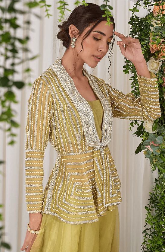 Hariyali Green Satin Sharara Set - Image 3