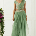 Green Crinkled Sharara Set