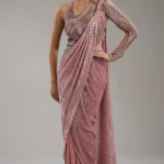 Rose Bud Viscose Georgette Sequins Embroidered Gown Saree