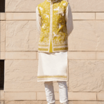 Moss Green Matka Silk Bundi Jacket Set