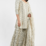 Ivory & Gold Hand Embroidery Sharara Set