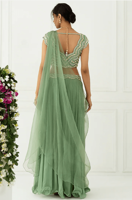 Green Crinkled Sharara Set - Image 2