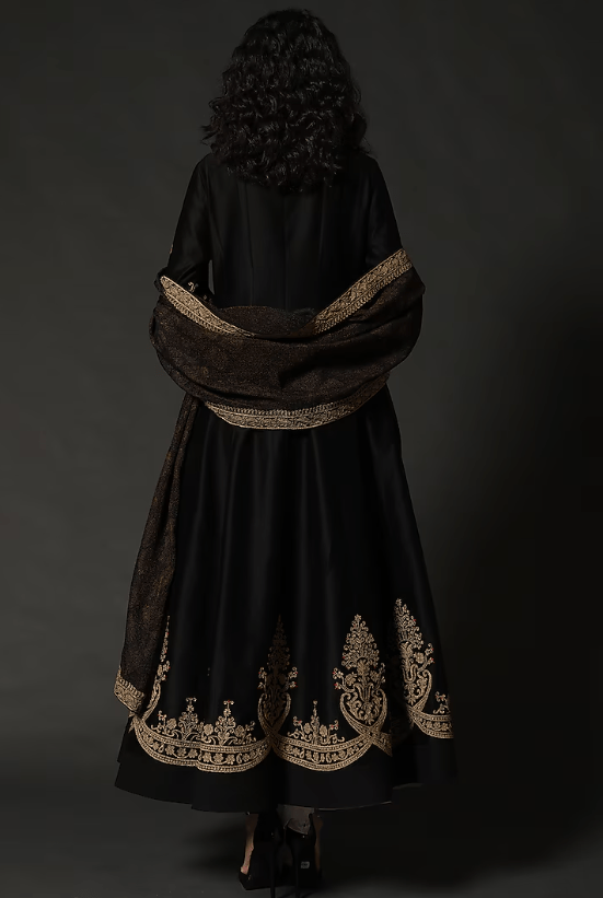 Black Machine Embroidered Anarkali Set - Image 2