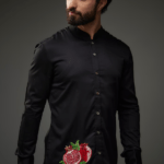 Black Poplin Thread Embroidered Shirt