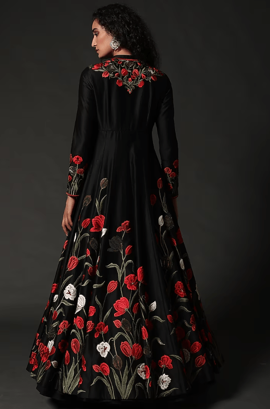 Black Hand Embroidered Anarkali Set - Image 2