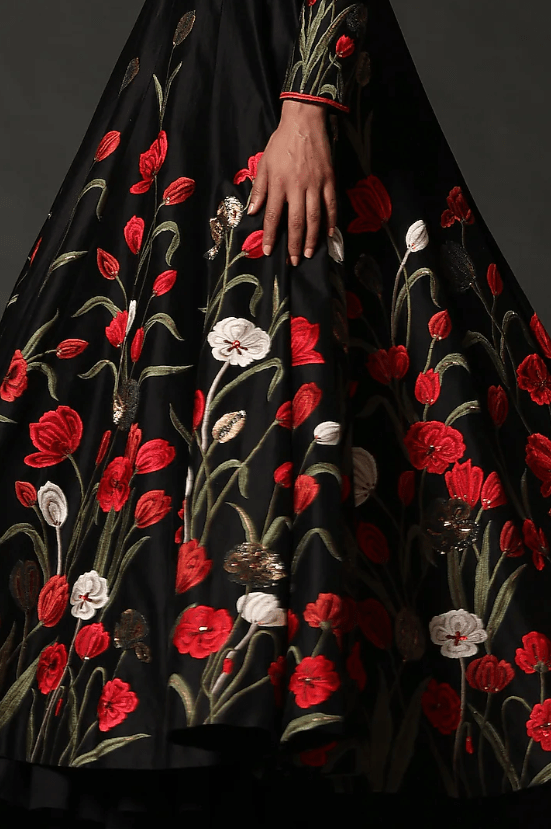 Black Hand Embroidered Anarkali Set - Image 3