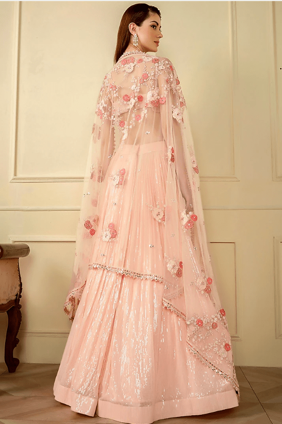 Pink Georgette Embroidered Lehenga Set - Image 2
