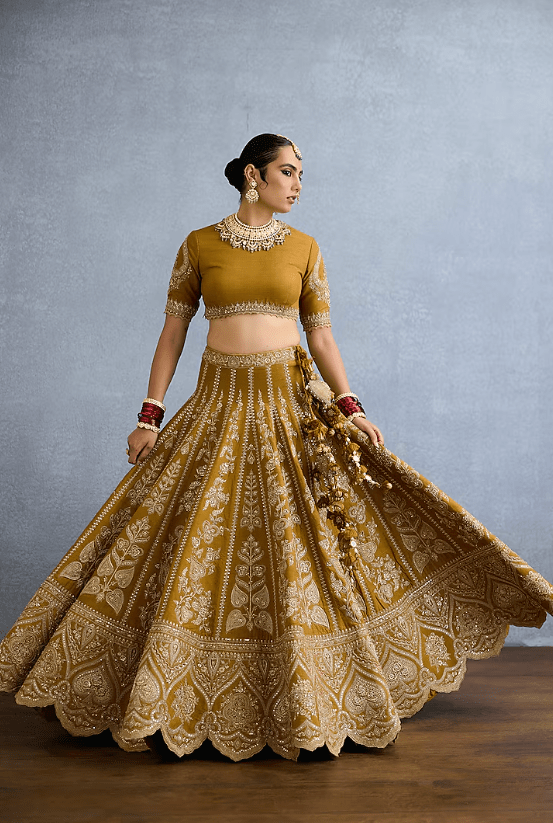 Ochre Jeni Silk & Butterfly Net Embroidered Lehenga Set - Image 3