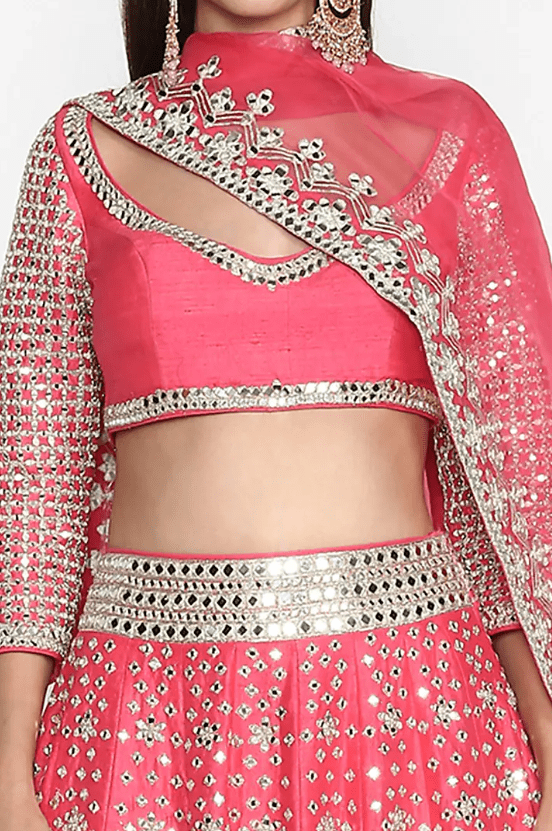 Rani Pink Embroidered Lehenga Set - Image 4