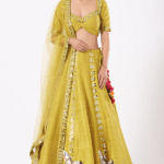 Mustard Embroidered Kalidar Lehenga Set