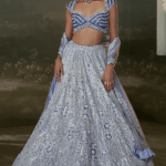 Ink Blue Net & Satin Sequins Embroidered Lehenga Set