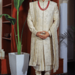 Ivory Silk & Stretch Cotton Sherwani Set