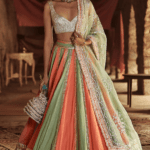 Peach & Mint Embroidered Lehenga Set
