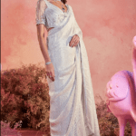 White Georgette Hand Embroidered Saree Set