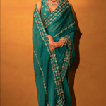 Teal Green Organza Sequins Embellished Saree Set