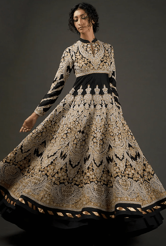Black Hand Embroidered Anarkali Set