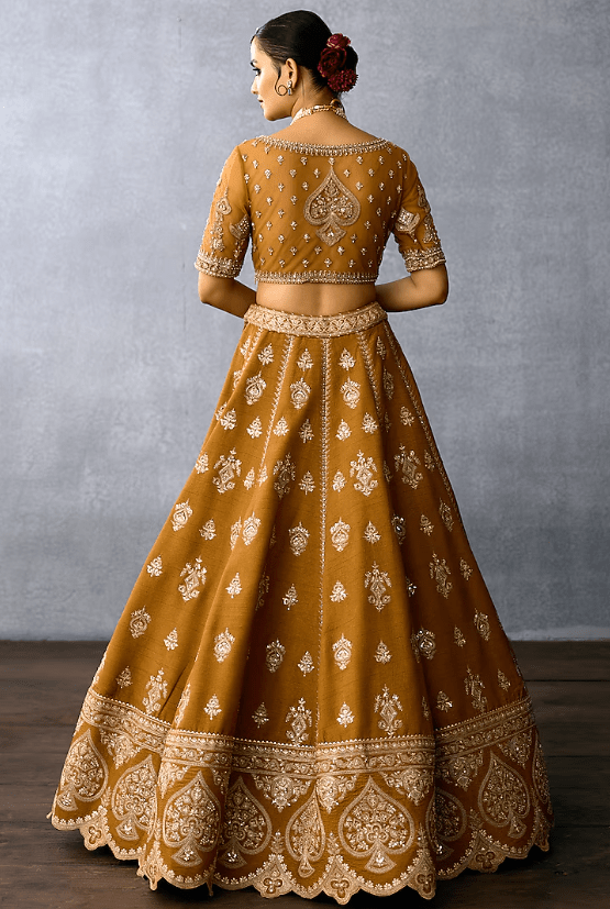 Ochre Jeni Silk & Butterfly Net Embroidered Lehenga Set - Image 2