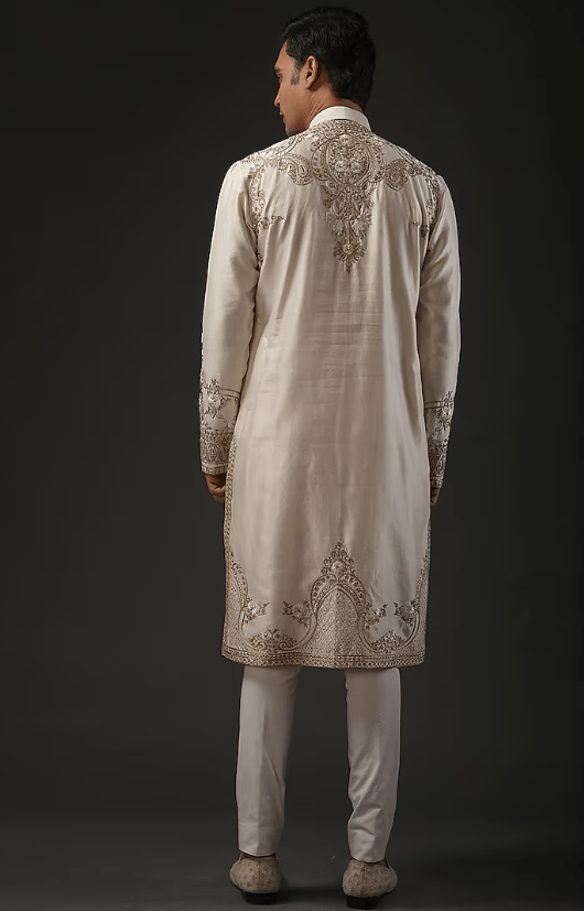 Ivory Chanderi Silk Zari Embroidered Kurta Set - Image 2