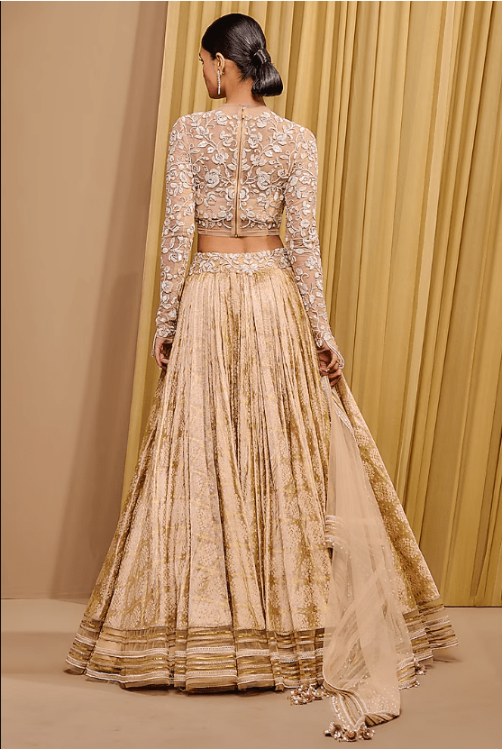Gold Textile Fabric Lehenga Set - Image 2