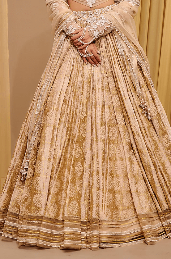 Gold Textile Fabric Lehenga Set - Image 3