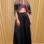 Black Satin Bead Embroidered Cape