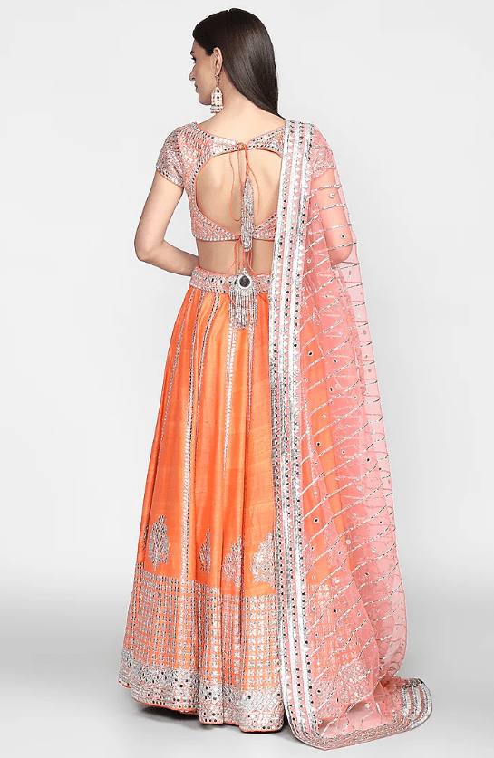 Orange Mirrors Embroidered Lehenga Set - Image 2