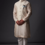 Ivory Chanderi Silk Applique Embroidered Nehru Jacket