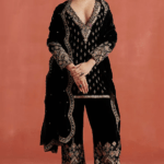 Black Silk Velvet Hand Embroidered Kurta Set