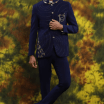 Royal Blue Italian Crepe Embroidered Bandhgala Set