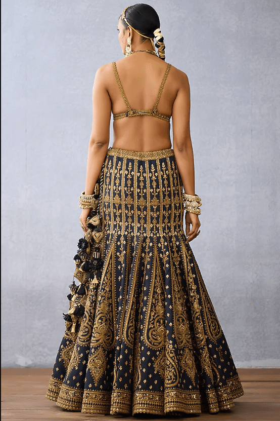 Black Jeni Silk & Net Embroidered Lehenga Set - Image 2