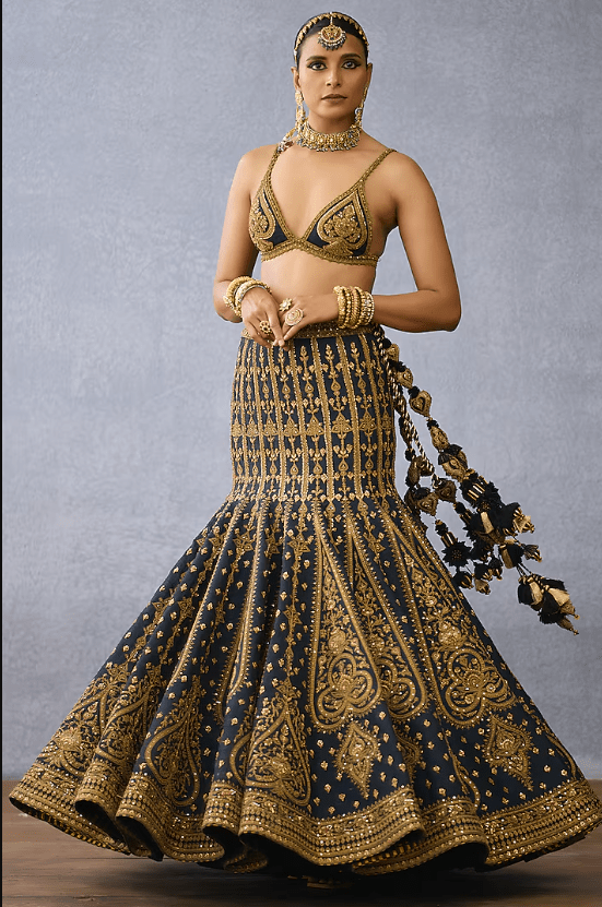 Black Jeni Silk & Net Embroidered Lehenga Set - Image 3