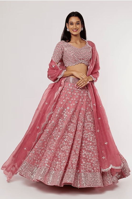 Blush Pink Embroidered Lehenga Set
