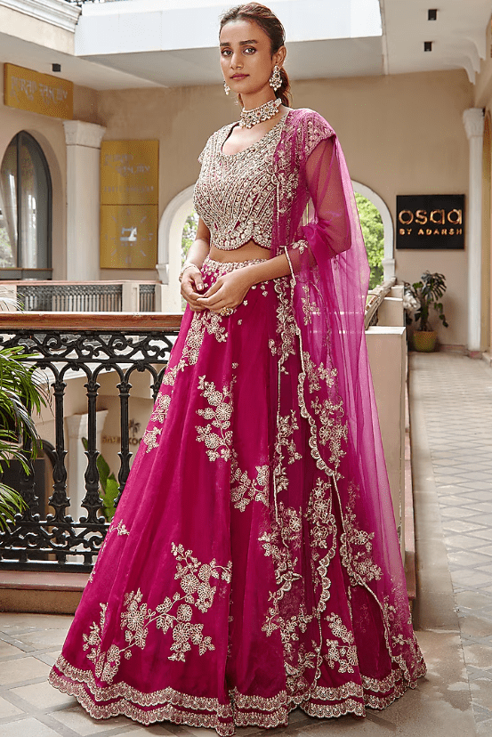 Plum Embroidered Lehenga Set
