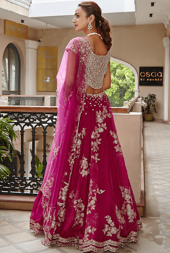 Plum Embroidered Lehenga Set - Image 2