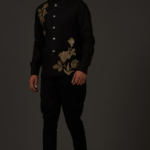 Black Linen Hand Embroidered Nehru Jacket