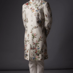 Ivory Matka Silk Resham Embroidered Sherwani