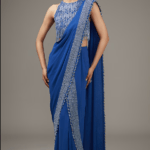 Blue Tulle Cut Beads Embroidered Lehenga Set