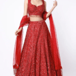 Red Embroidered Lehenga Set