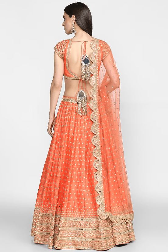 Orange Embroidered Lehenga Set - Image 2