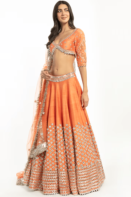 Kesar Orange Embroidered Lehenga Set - Image 3