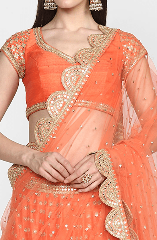 Orange Embroidered Lehenga Set - Image 3